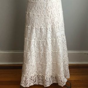 Max Edition Winter White Tiered Lace Maxi Skirt L